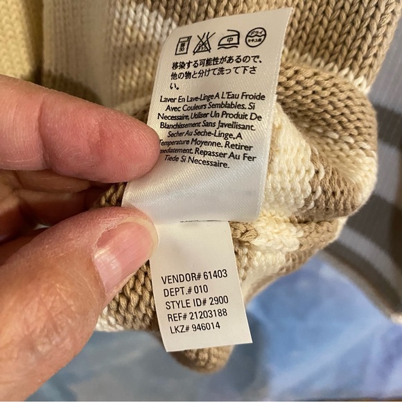 Eddie Bauer striped cotton sweater, chunky heavy knit. Size XS - Picture 4 of 6